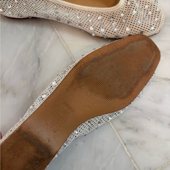 Mango Cream Lace Flats with Rhinestones - Picture 2 of 3